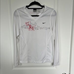 Nike White and Red Fitted Jersey Top